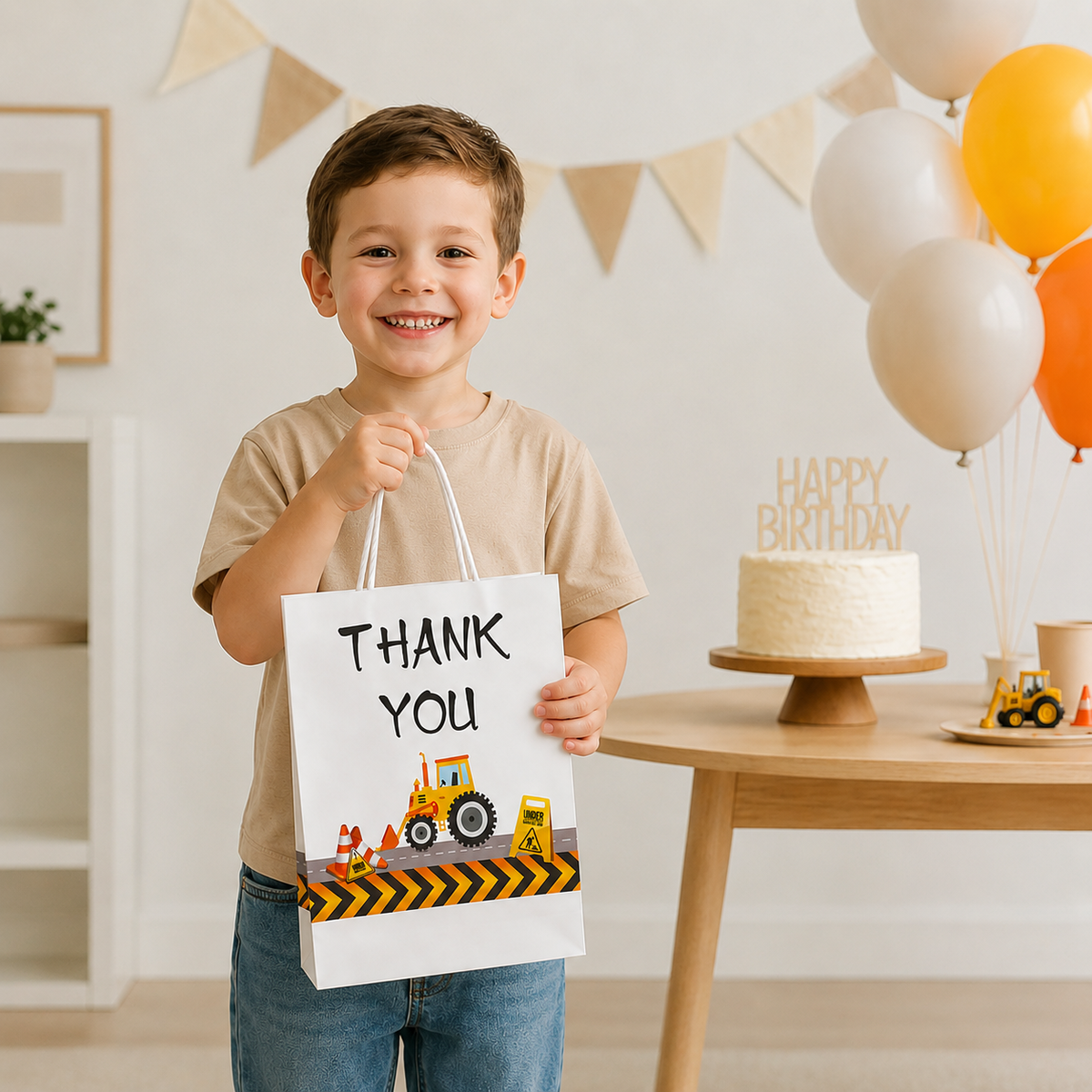 Sac Cadeau Anniversaire Enfant | Thème Chantier | Lot de 10, 20 ou 30 Pièces