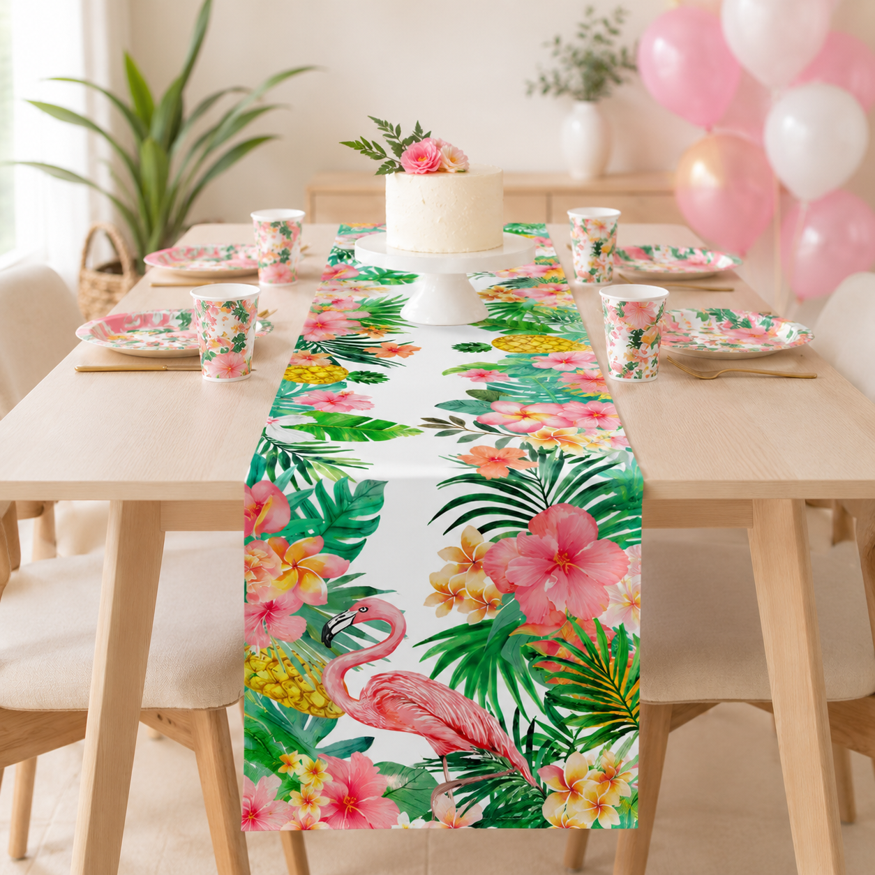 Hawaiian Garland Table Runner Hawaii Luau Tropical Party Decor Kids Favors Tableware ALOHA Summer Beach Birthday Party Supplies