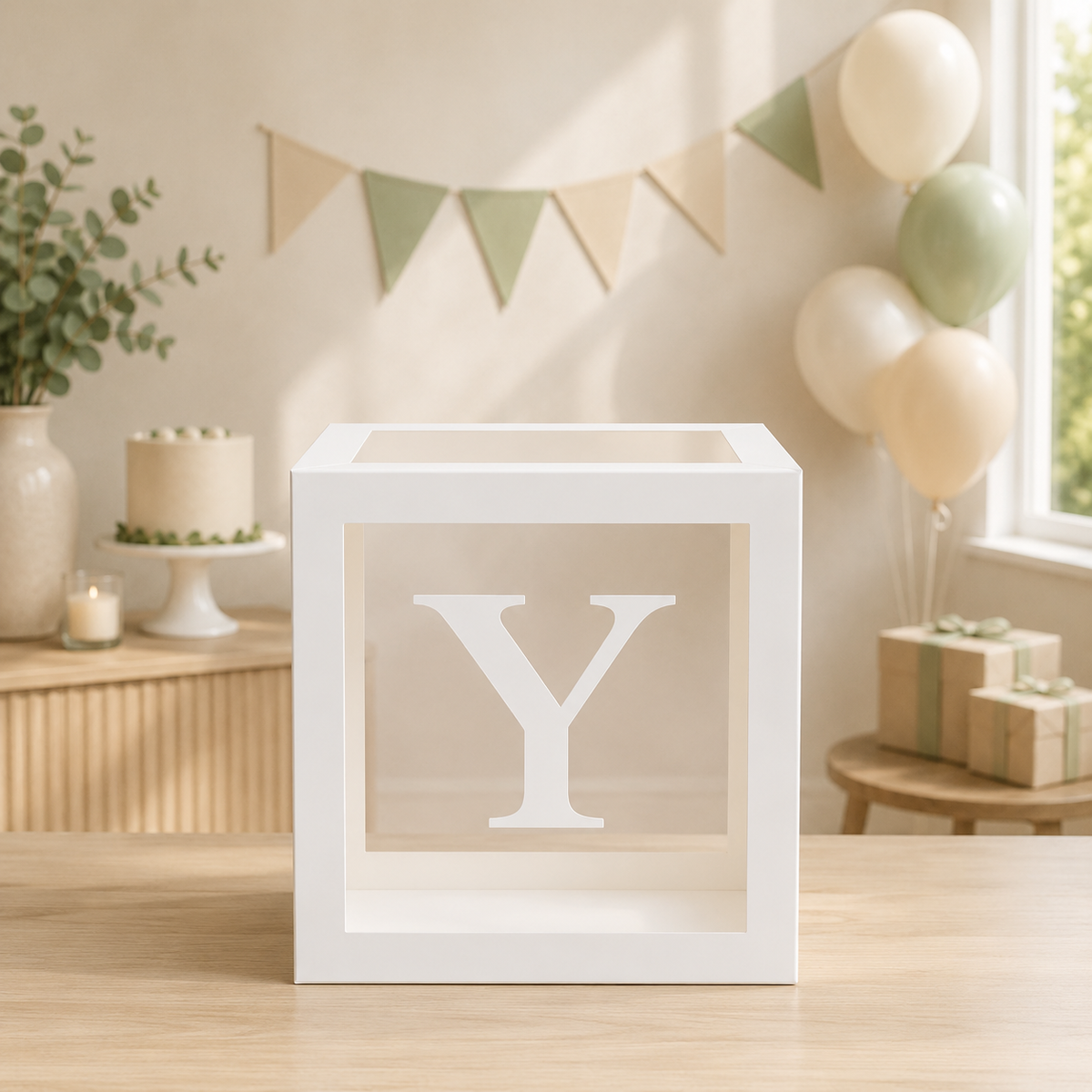 Boîtes Cadeau Anniversaire BABY | 4 Boîtes Transparentes | 27 cm