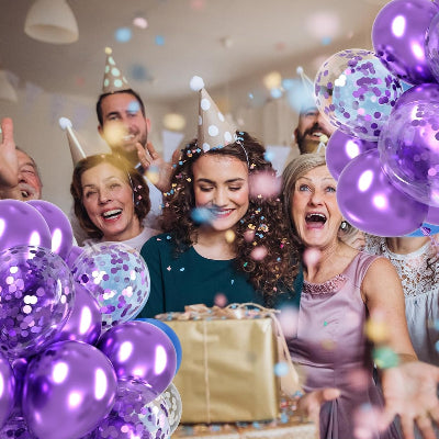 Ballon Anniversaire - GlitterBubblesâą - Mauve