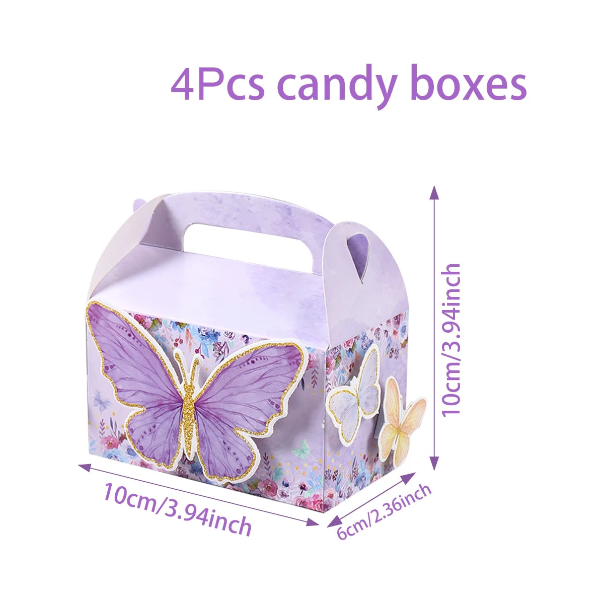 Boite à cadeau | Papillon Rose ou Lilas | Lot de 4
