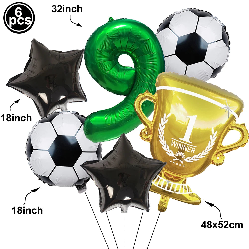 Soccer Birthday Decorations Soccer Ball Gold Trophy Red Blue Number Balloons Set Soccer Sports Theme Boy Birthday Party Decor