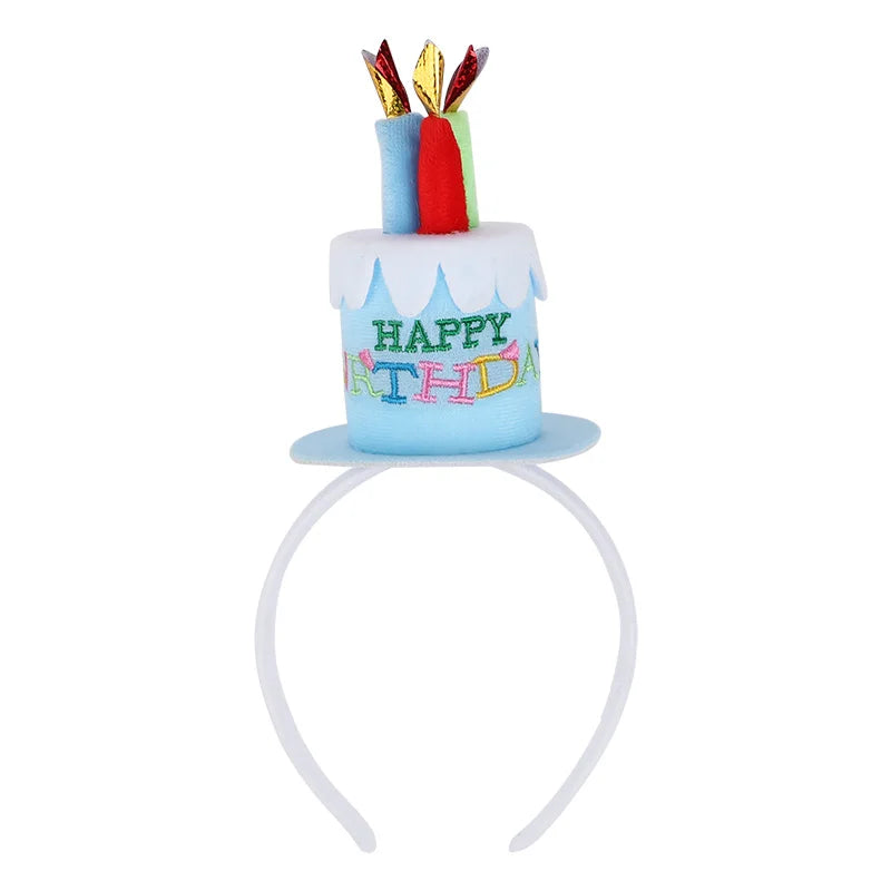 1Pc Cute Plush Happy Birthday Cake Headband With Colorful Candles Kids Birthday Party Photo Props Celebration Hair Accessories