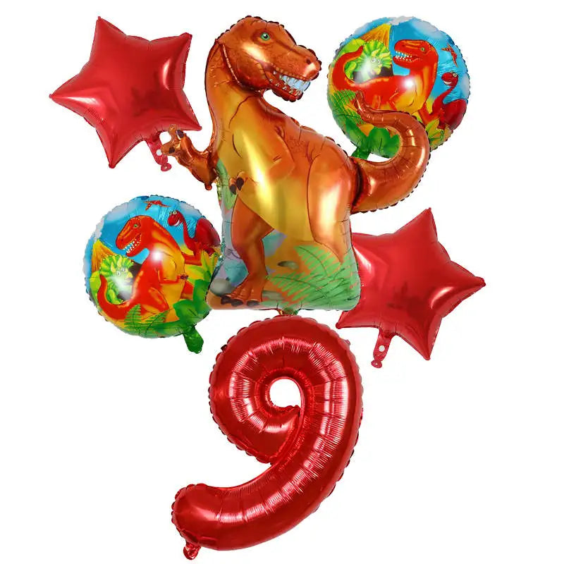 6Pcs Big Dinosaur Foil Balloons Blue Green Number Balloons Dinosaur Party Dino Theme Animal Birthday Party Decoration Kids Toy