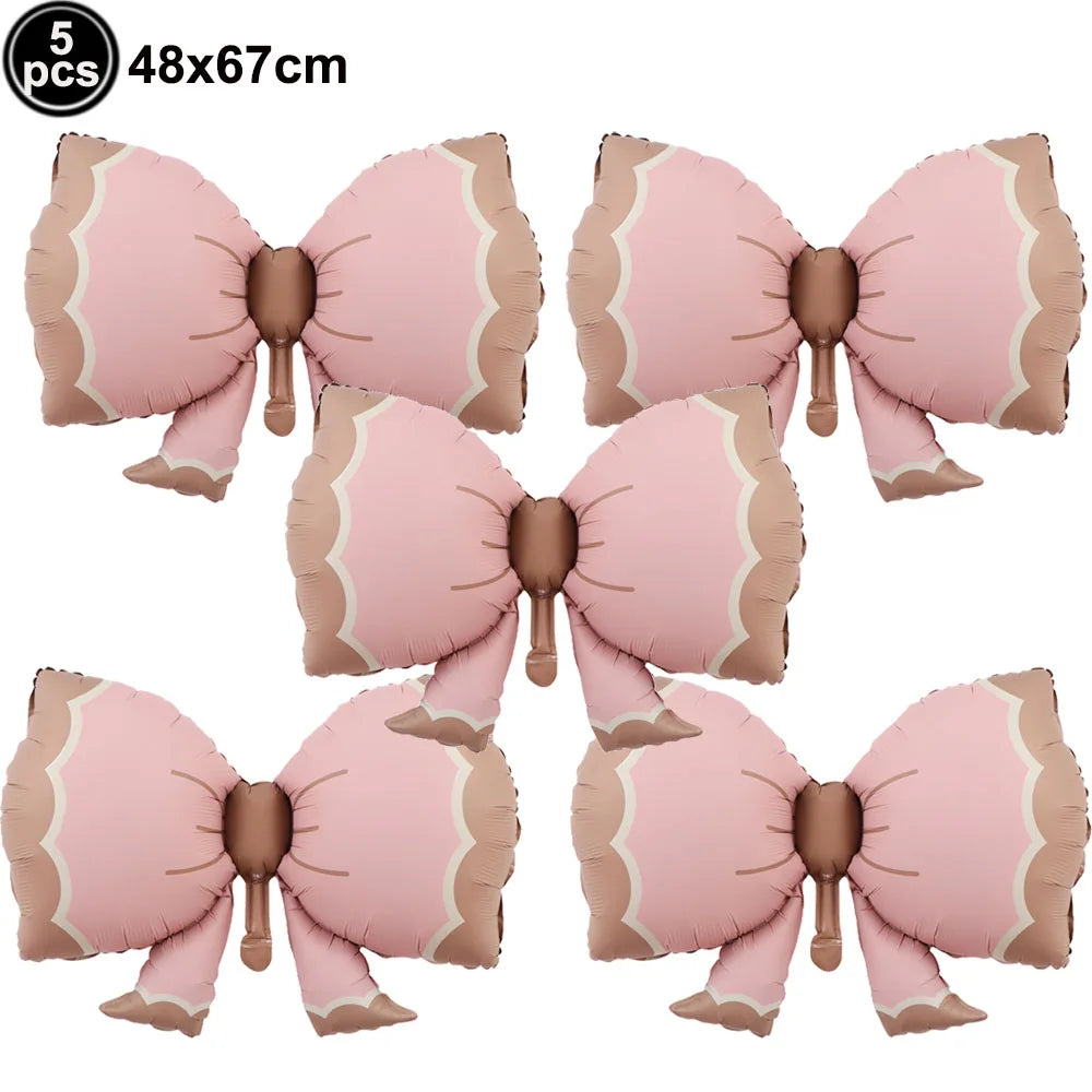 Ballon Chiffre Rose avec Nœuds | Lot de 5 Pièces