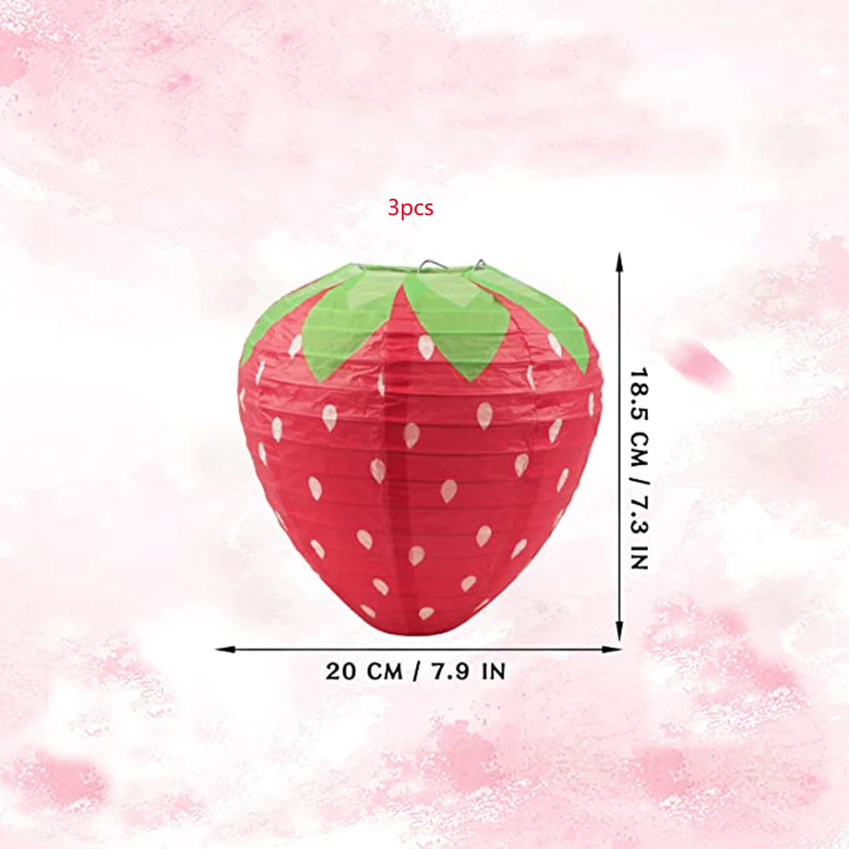 3PCSX20CM Strawberry Paper Lanterns Ornament Very Refreshing and Cute for Fruit Theme Birthday Party Baby Shower Paper Wedding G