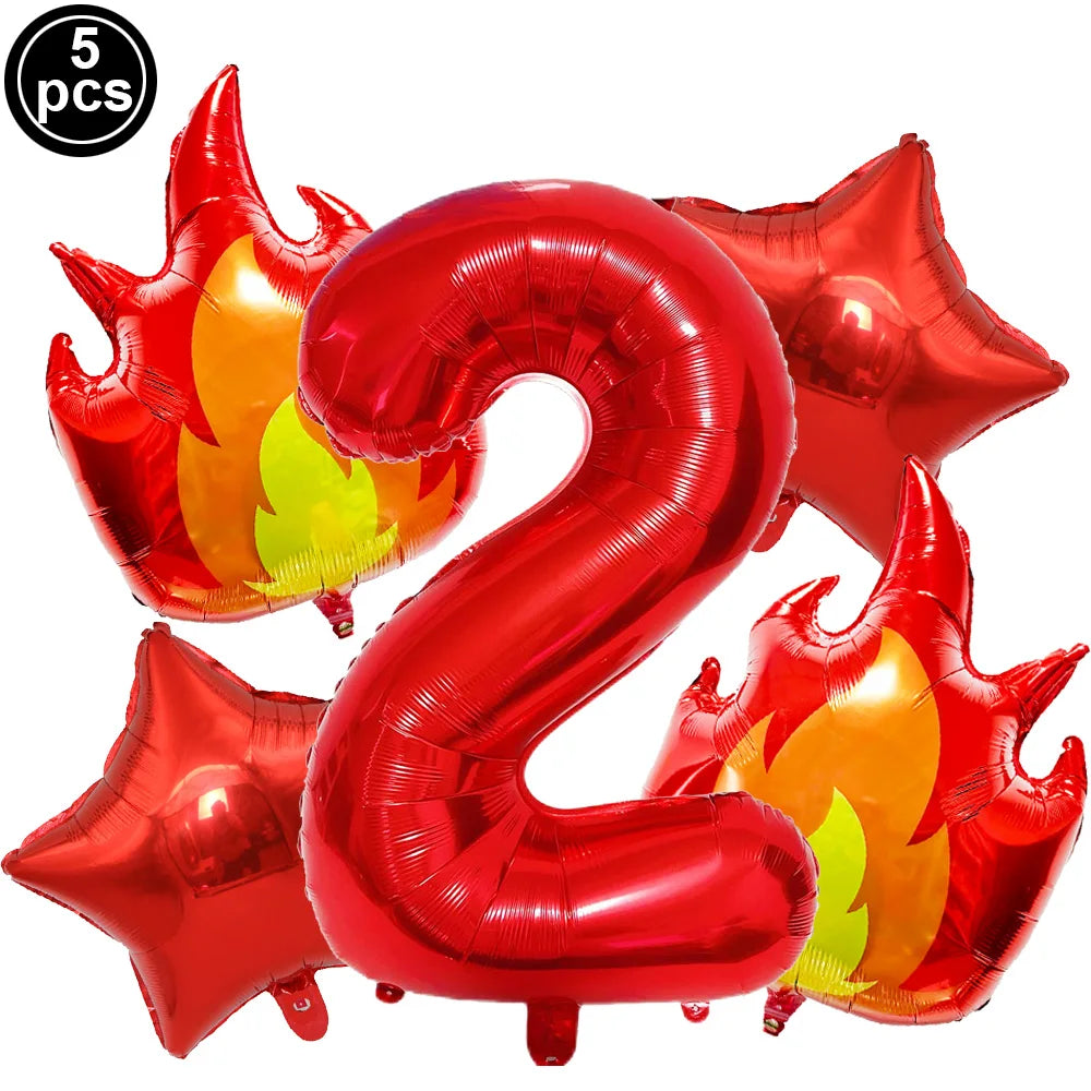ballon anniversaire flamme etoile chiffre rouge deux
