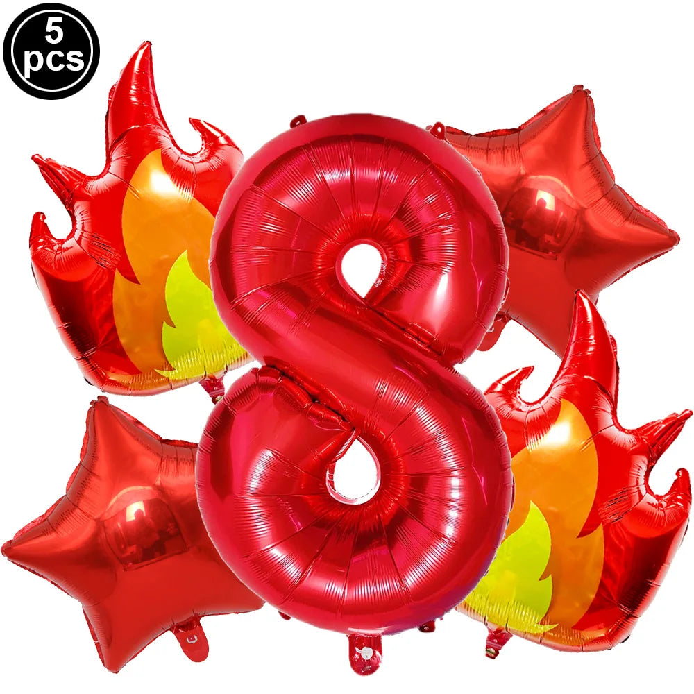 ballon anniversaire flamme etoile chiffre rouge huit