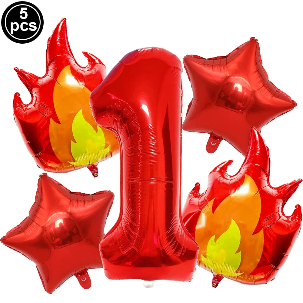 ballon anniversaire flamme etoile chiffre rouge un