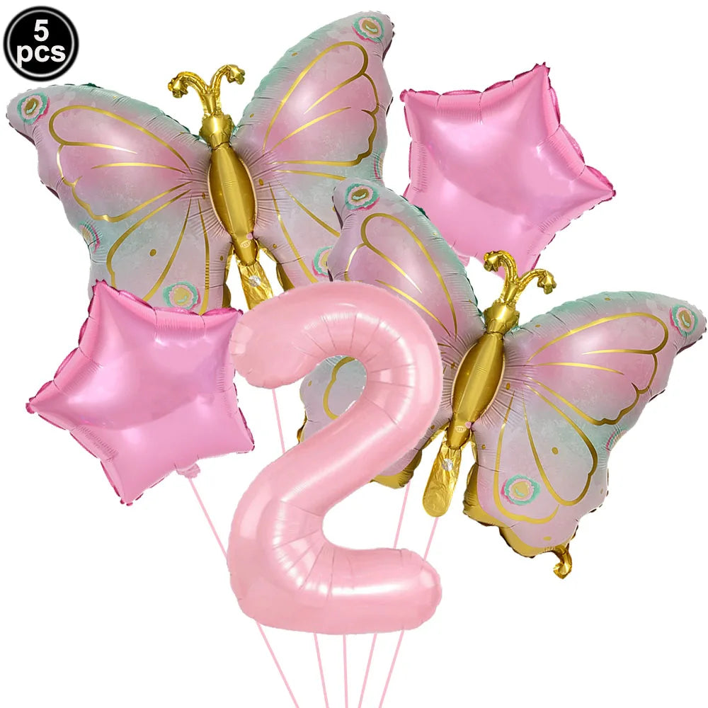 ballon anniversaire papillon etoile chiffre deux