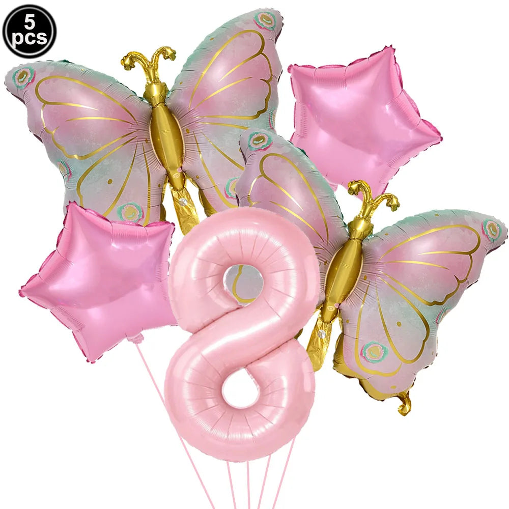 ballon anniversaire papillon etoile chiffre huit