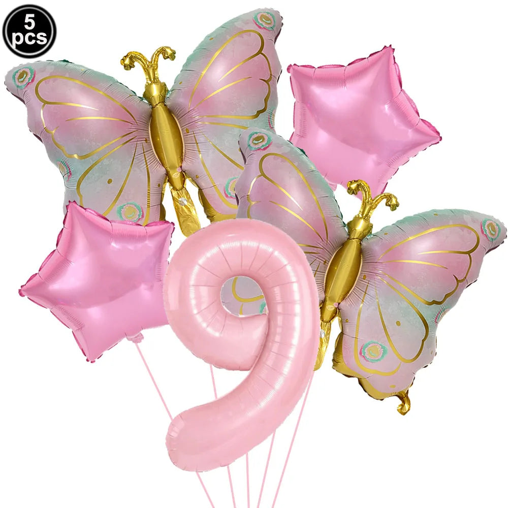 ballon anniversaire papillon etoile chiffre neuf