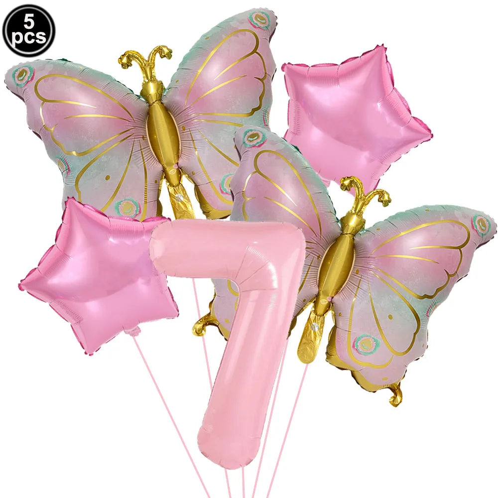 ballon anniversaire papillon etoile chiffre sept