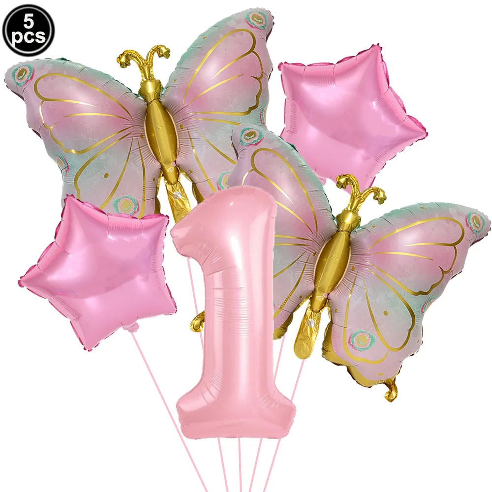 ballon anniversaire papillon etoile chiffre un