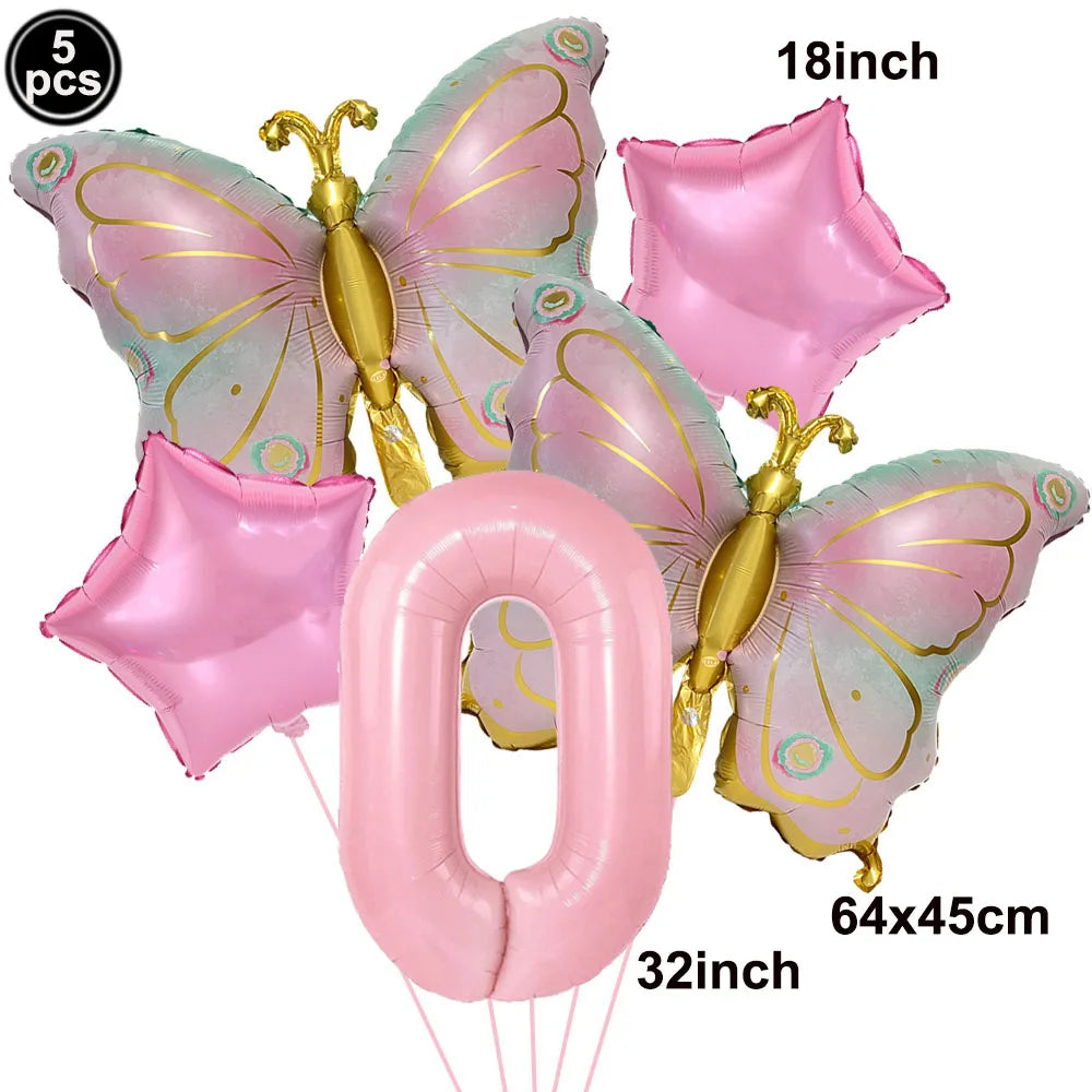 ballon anniversaire papillon etoile chiffre zero