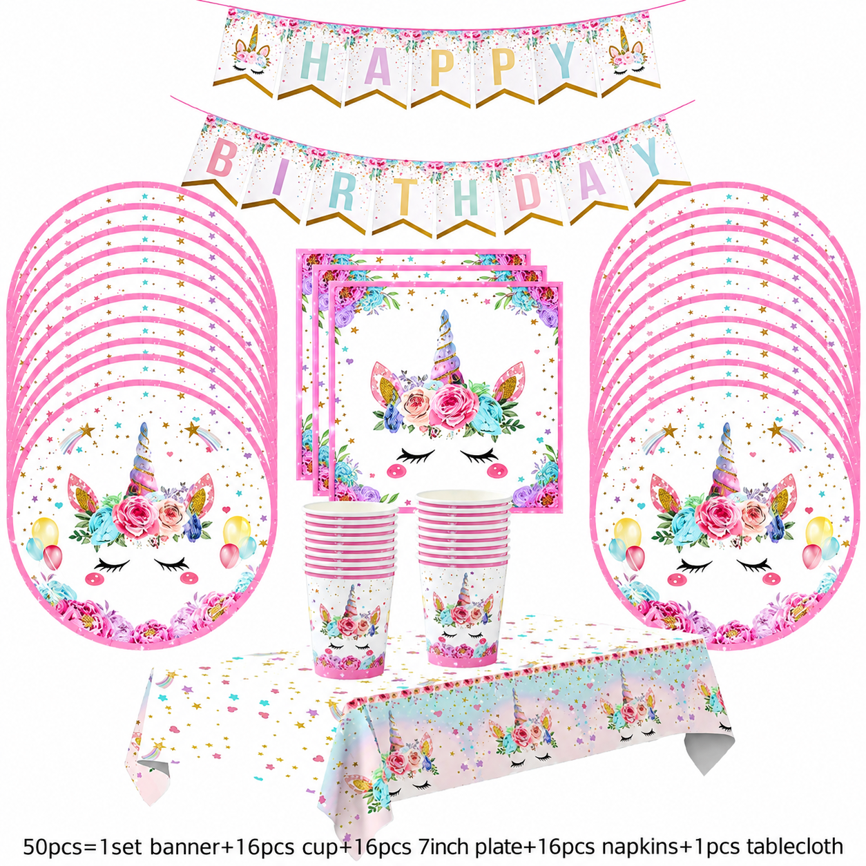 Decoration table pour anniversaire | Licorne 50 pièces