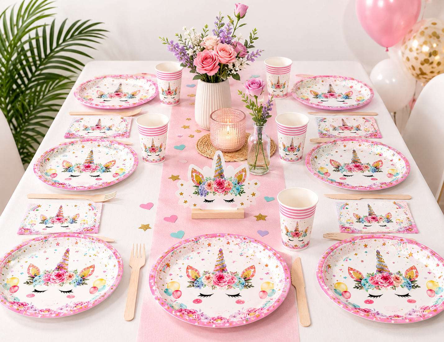 Decoration table pour anniversaire | Licorne 50 pièces