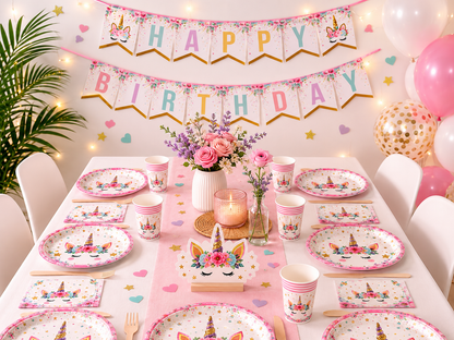 Decoration table pour anniversaire | Licorne 50 pièces