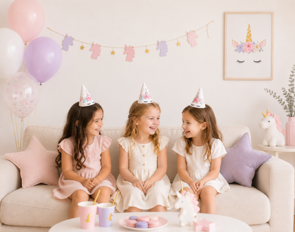 Anniversaire chapeau | Licorne Féerique | lot de 6