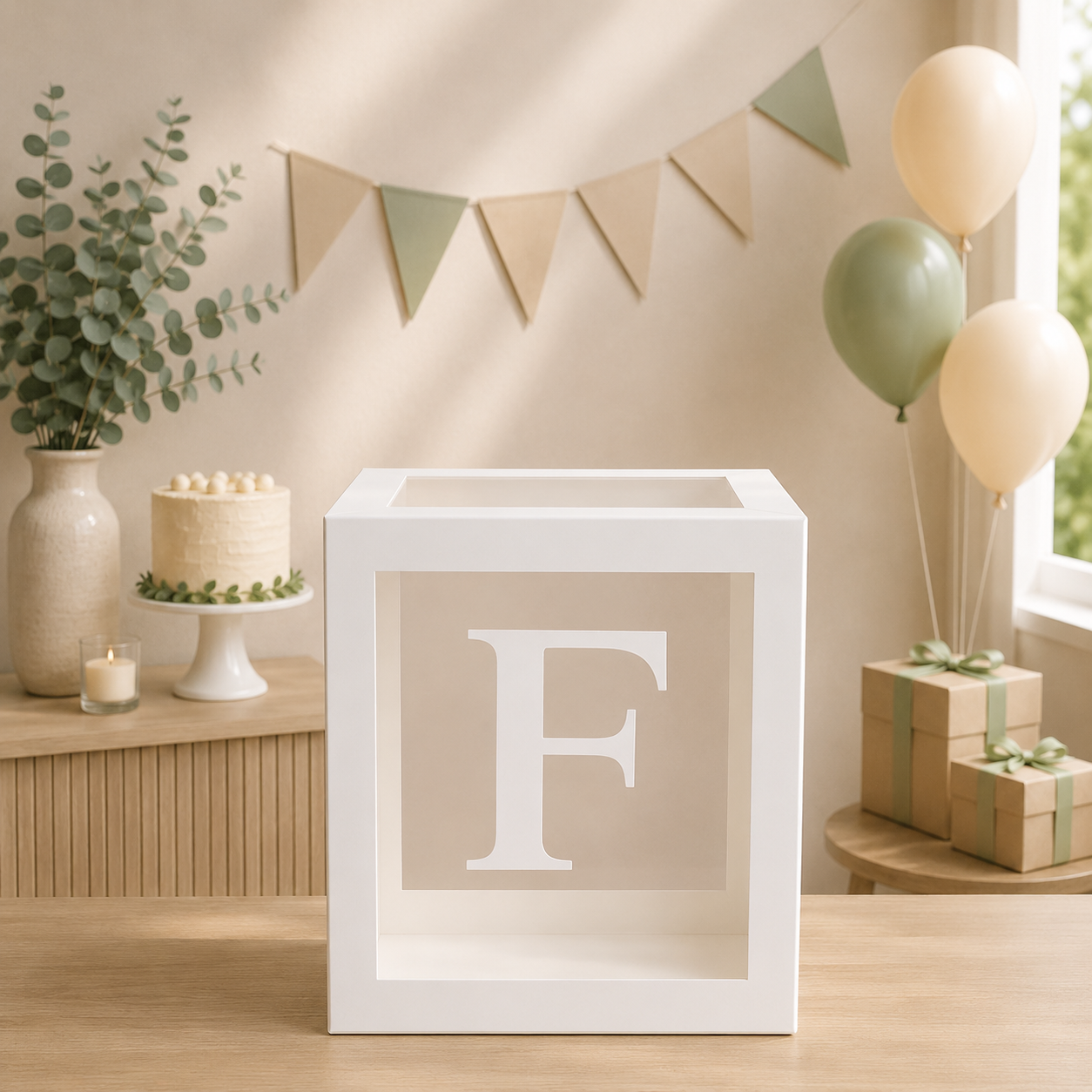 Boîte Anniversaire Transparente | Lettre Personnalisable | 25 cm