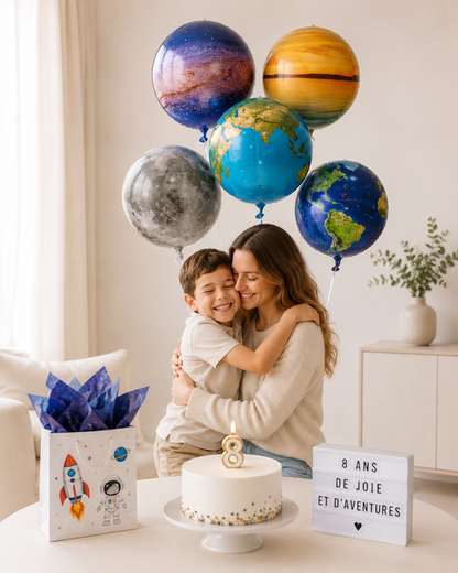 1Set Galaxy Space Balloons Blue 32inchNumber Balloons Rocket Astronaut Balloons for Boys Galaxy Themed Party Birthday Decoration