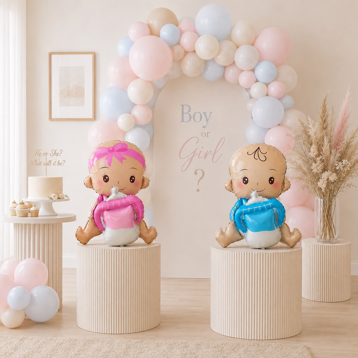 Ballons Baby Shower Bébé Fille et Garçon | Lot de 2 pièces