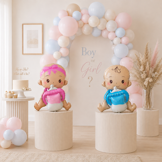 Ballons Baby Shower Bébé Fille et Garçon | Lot de 2 pièces