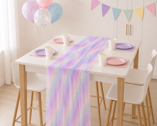 1/4PCS 75cmX275cm Rainbow Gradient Gauze Table Runner,Sheer Mesh Dining Table Decoration For Wedding Bride Shower Brithday Party
