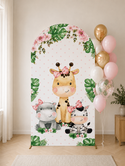 Toile de fond anniversaire | Safari fille