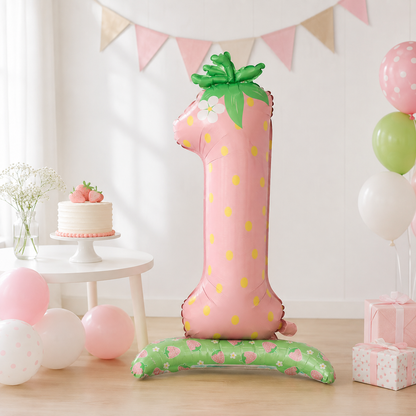 Ballon Anniversaire Chiffre 1 Fraise Géant | 105 cm | 1 pièce
