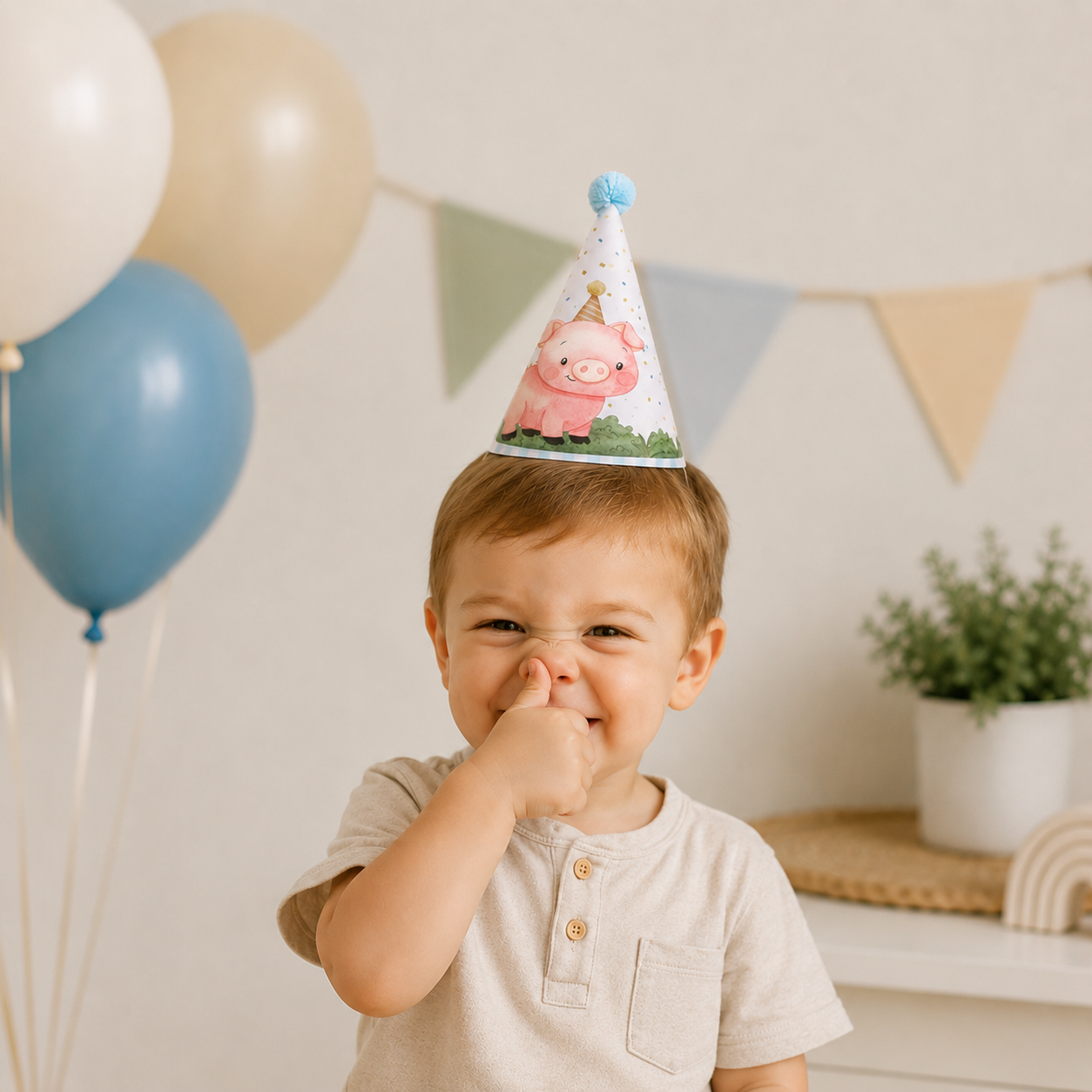 6pcs Farm Animal Paper Hat Carton Birthday Hats For Kids Farmland Animal Happy Birthday Party Decorations DIY Party Supplies