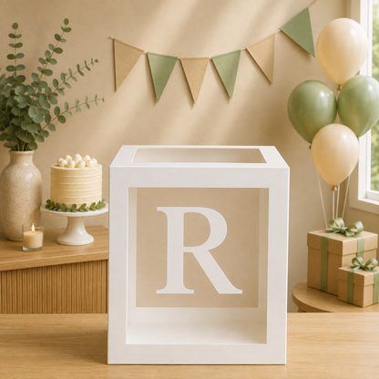 Boîte Anniversaire Transparente | Lettre Personnalisable | 25 cm
