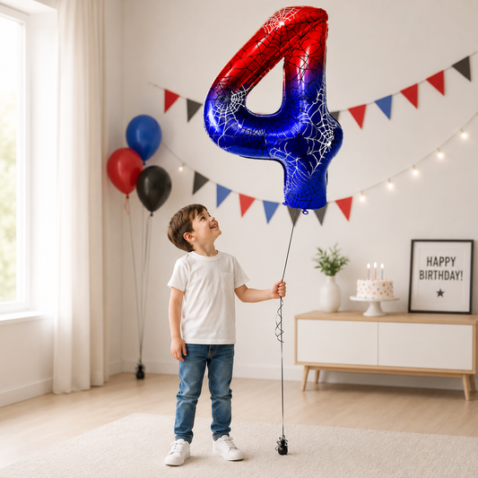 Ballon Chiffre Anniversaire Super-Héros | 40 Pouces | Toile d’Araignée