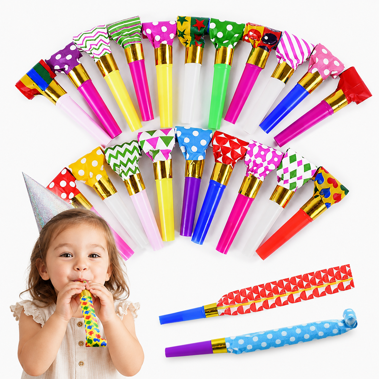 20/50Pcs Party Blowout Whistles Kids Birthday Party Favors Cheer Props Pinata Filler Wedding Gift Christmas New Year Noise Maker