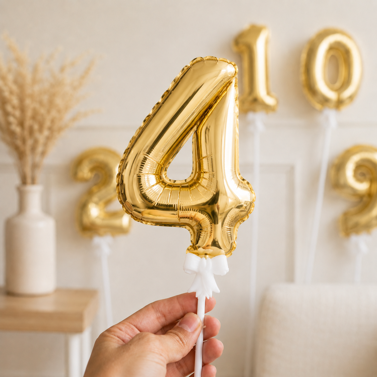 5Inch Gold Foil Number Balloons for Cake Decorations Mini Cupcake Topper Wedding Birthday Party Photo Props Supplies Number 0-9