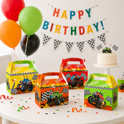 Monster Truck Racing Car Treat Boxes Gift Candy Box Off Road Vehicle Boy Happy Birthday Party Supplies Baby Shower Favors Decors