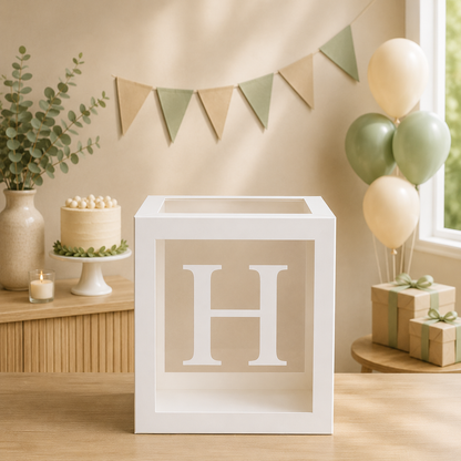 Boîte Anniversaire Transparente | Lettre Personnalisable | 25 cm