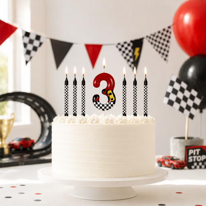 Bougie anniversaire / voitures de course