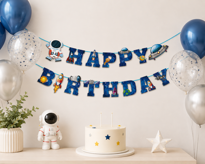 1Set Galaxy Space Balloons Blue 32inchNumber Balloons Rocket Astronaut Balloons for Boys Galaxy Themed Party Birthday Decoration