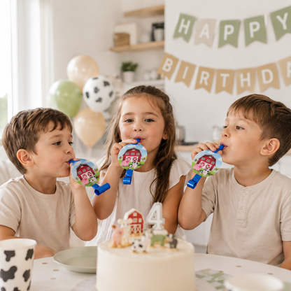 6PCS Farm Animals Birthday Blowout Whistle Blow Roll Noise Makers Wedding Party Birthday Party Favors Gifts Cheer Props Supplies