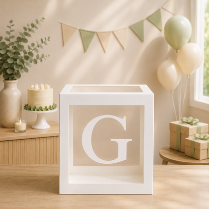 Boîte Anniversaire Transparente | Lettre Personnalisable | 25 cm