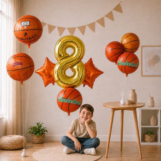 Ballons Anniversaire Basketball | Lot de 9 Pièces