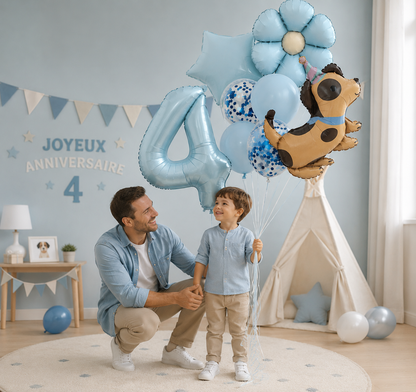 Ballon d'anniversaire chien | Kit Complet 8 Pièces