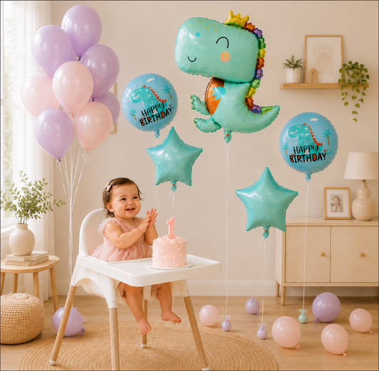 Ballon d anniversaire | Dinosaure | Lot de 5 pièces