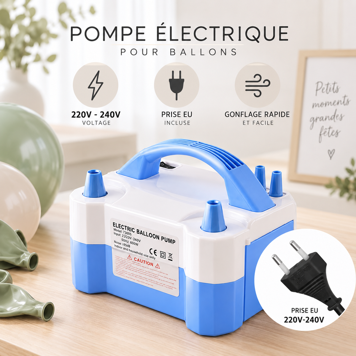 Pompe à Ballons Électrique Double Embout | Prise EU
