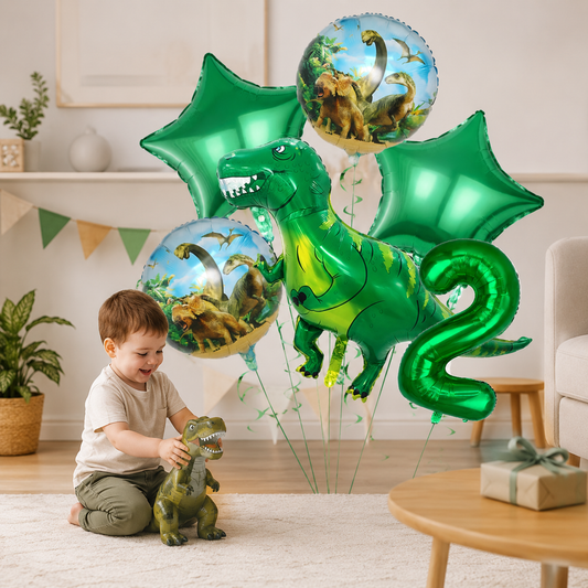 Dinosaur Balloons Happy Birthday Party Dinosaur Number Star Foil Balloons Kit Suitable for Decorating Jungle Parties Toys