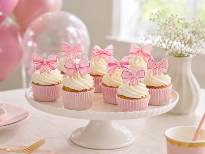 Pink Bow Disposable Cake Stand Theme Birthday Party Decoration Girl for Coquette Birthday Bridal Party Supplies Cake Decorations