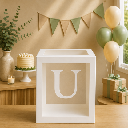 Boîte Anniversaire Transparente | Lettre Personnalisable | 25 cm