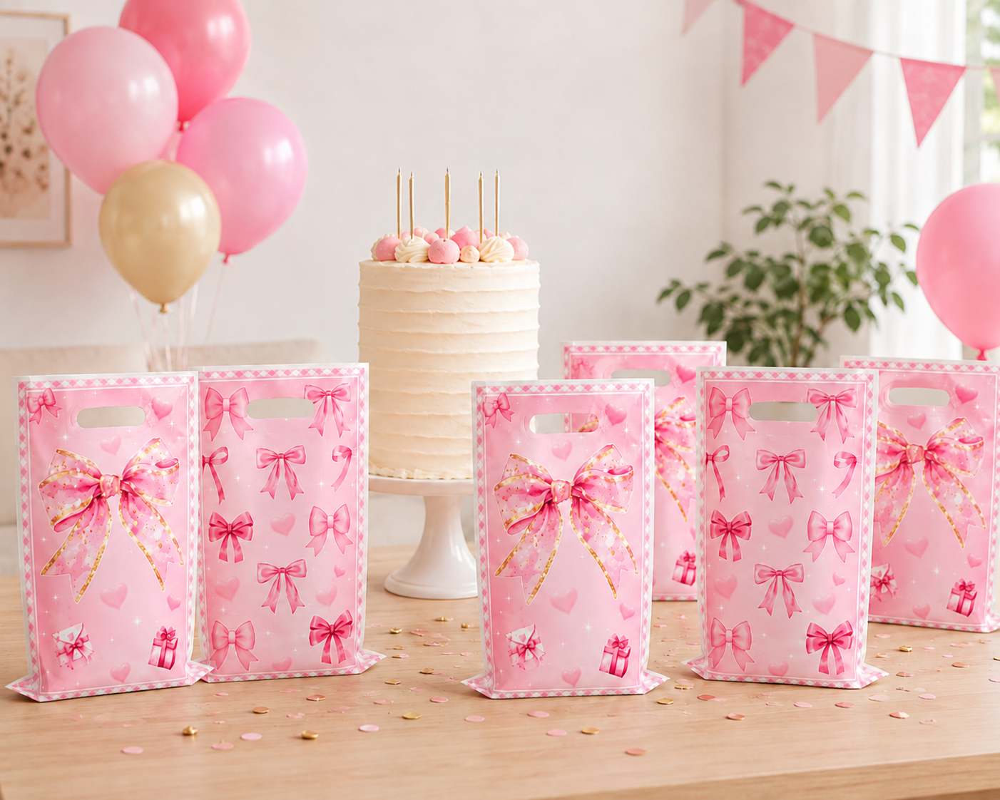 Sac cadeau anniversaire | Élégant Rose Nœud