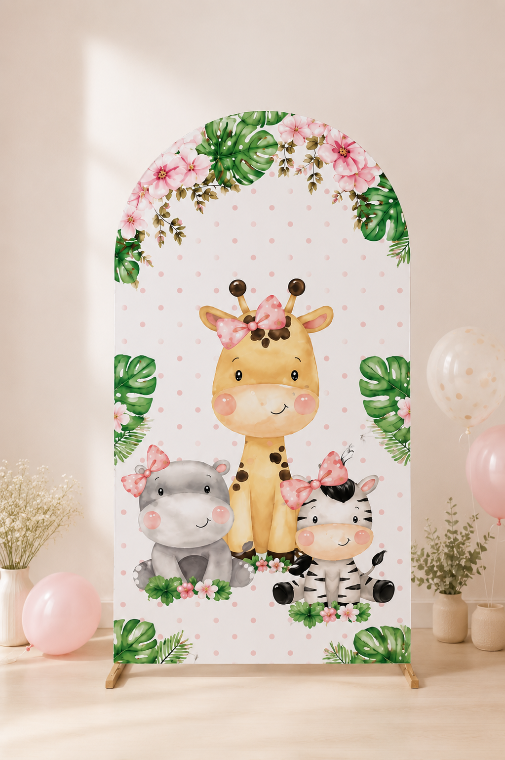 Toile de fond anniversaire | Safari fille
